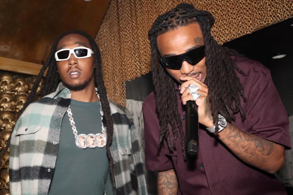 Takeoff and Quavo attend Listening Party on October 06, 2022 in New York City.