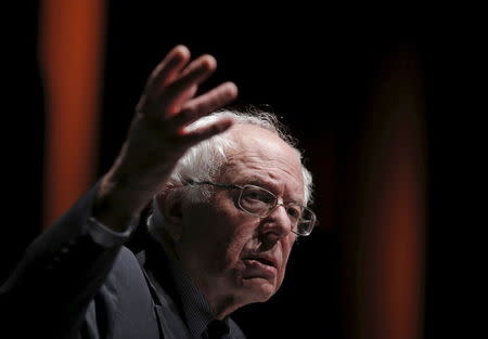 U.S. Democratic presidential candidate Bernie Sanders speaks at a town hall campaign event in Charleston, South Carolina, United States, February 16, 2016. REUTERS/Jim Young