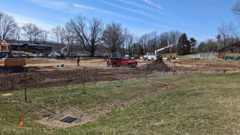 Construction is expected to be completed by Memorial Day on new pickleball courts, a basketball court, playground, cornhole, community firepit, and swings at Pleasant Hill Lake Park.