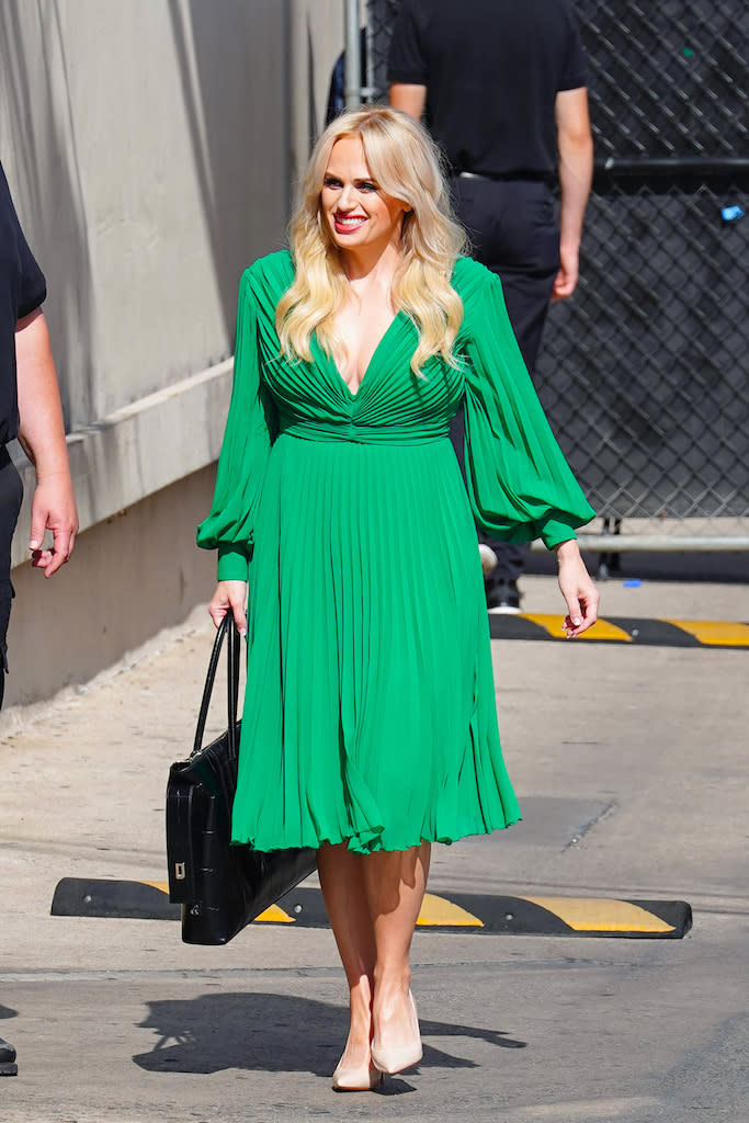 Rebel Wilson arriving on the set of ‘Jimmy Kimmel Live!’ on April 27, 2022 in Los Angeles. - Credit: JOCE/Bauergriffin.com / MEGA