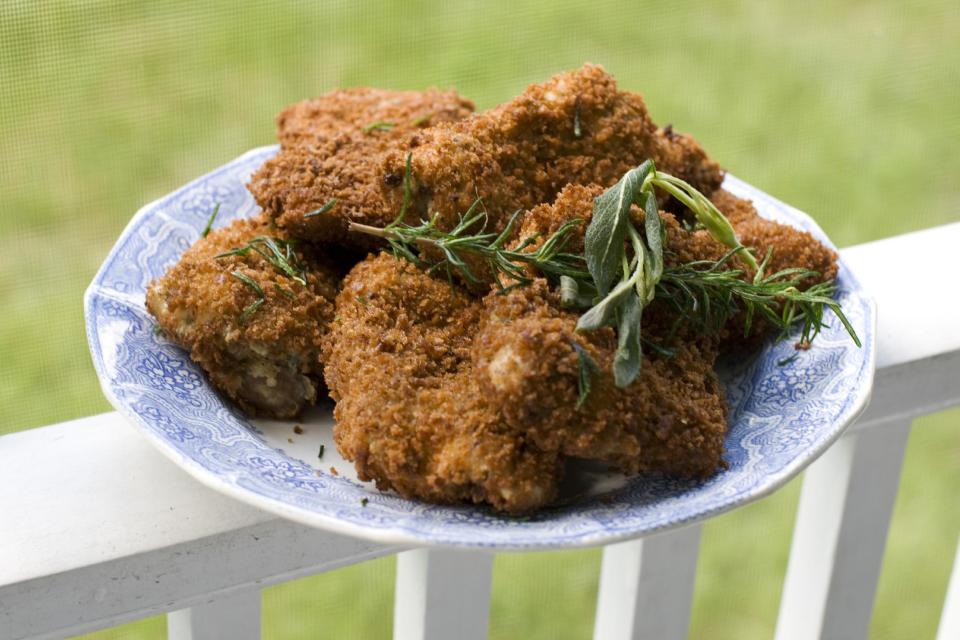 In this image taken on June 3, 2013, the best fried chicken you'll ever eat at home is shown served on a plate in Concord, N.H. (AP Photo/Matthew Mead)