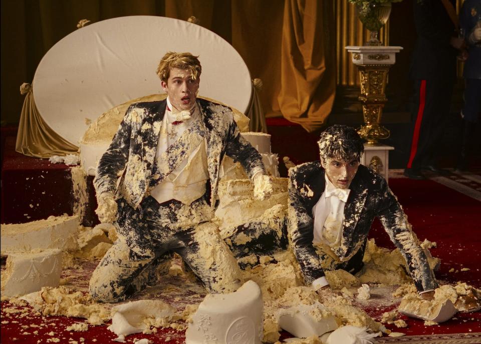 Alex and Henry’s ‘enemies’ stage climaxes when they ruin a cake at a royal wedding. Prime