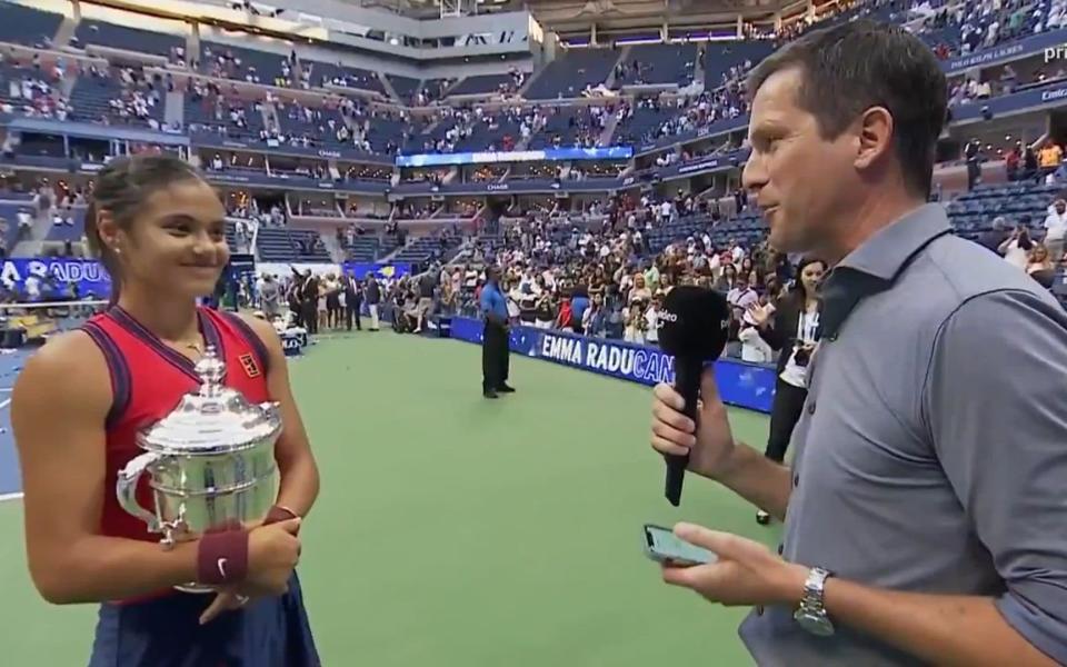 Tim Henman and Emma Raducanu