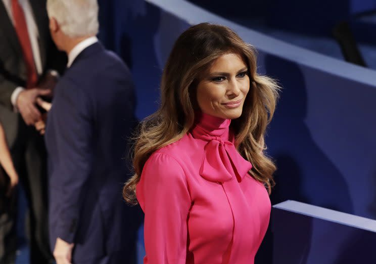 Melania Trump arrives before the second presidential debate. (AP Photo/Patrick Semansky)