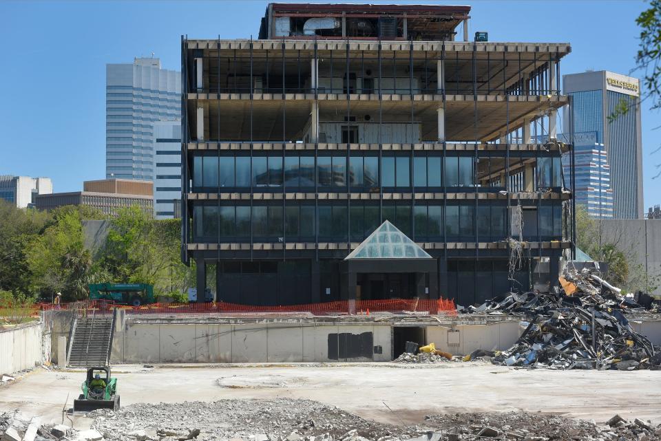 The old Florida Times-Union complex at 1 Riverside Ave. is dismantled in March. Now the city has approved building permits to pour the concrete foundation for the development project converting the property into apartments and retail and restaurant space.