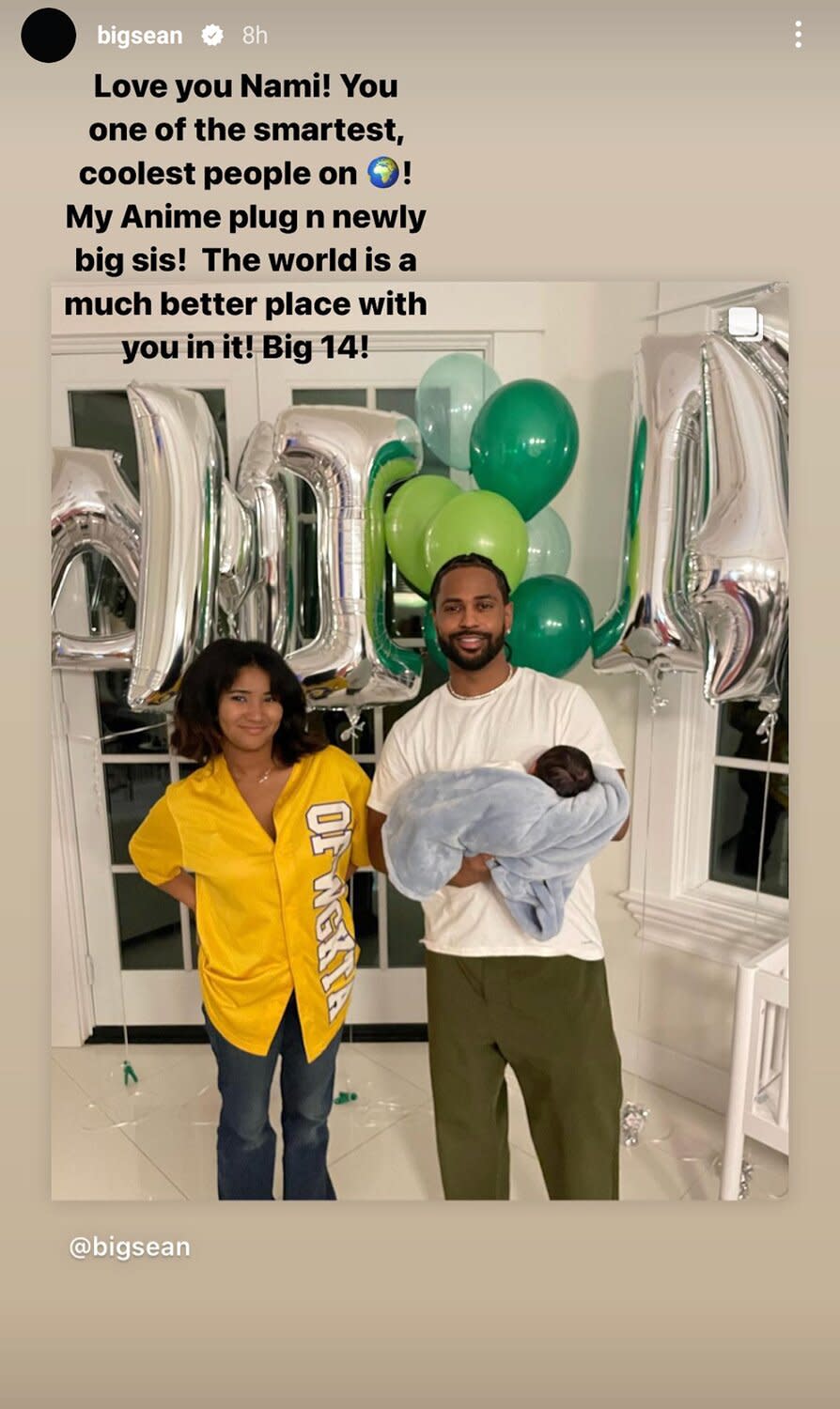 Big Sean Celebrates Jhené Aiko's Daughter, 'Newly Big Sis' Namiko, on 14th Birthday