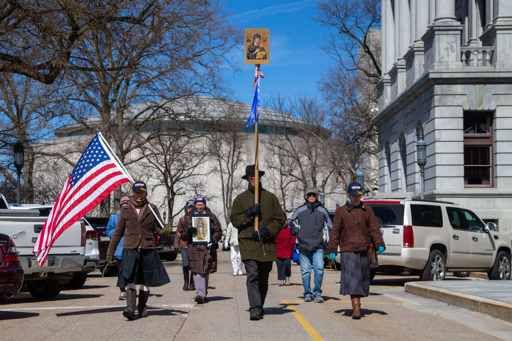 Pro-Trump Christian nationalist Jericho Marchers hold