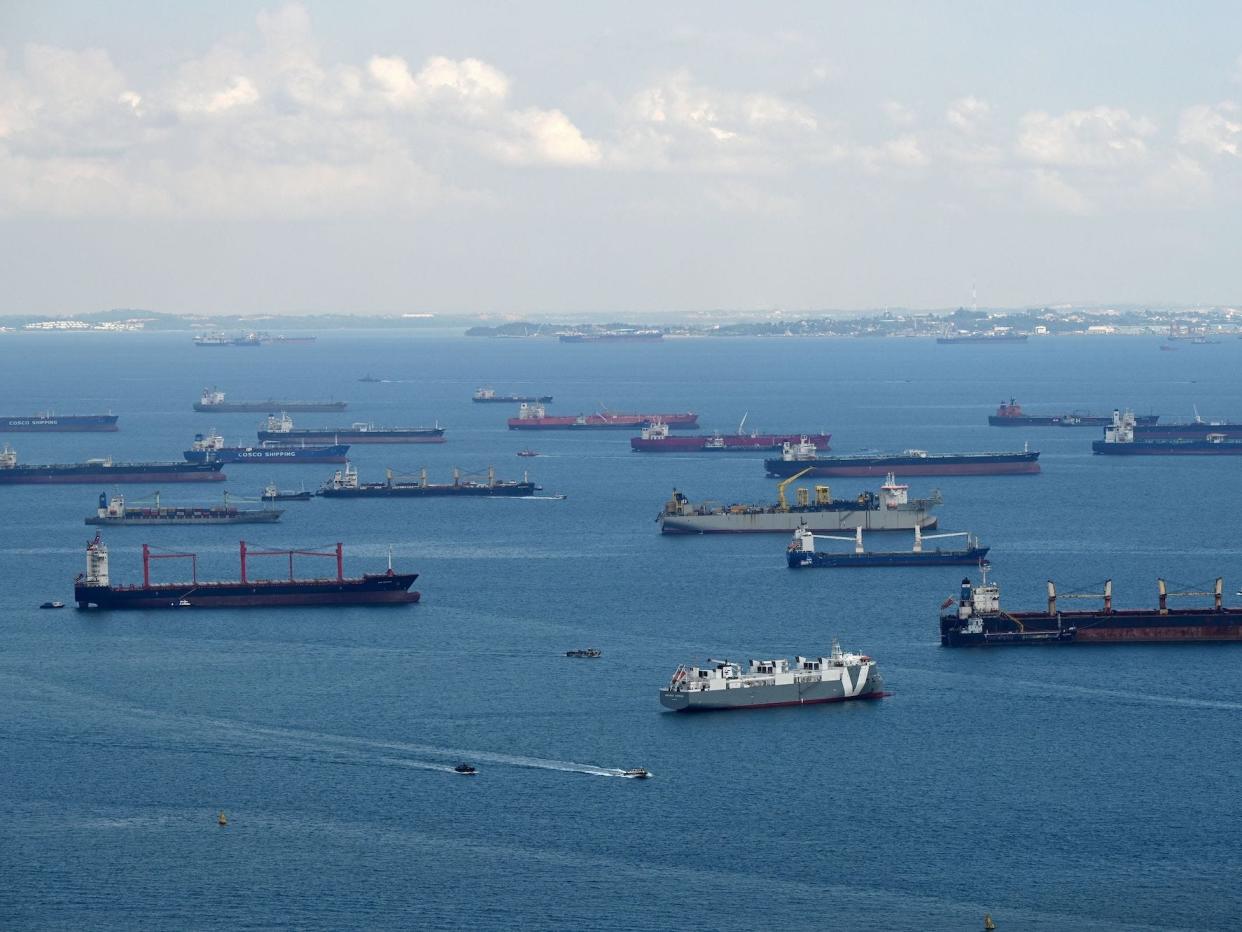 Tanker ships in Singapore Strait