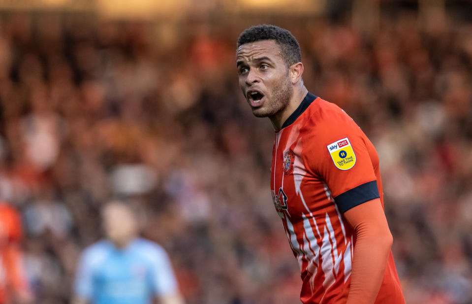 LUTON, ENGLAND - MAY 16: Luton Town's Carlton Morris looks on during the Sky Bet Championship Play-Off Semi-Final Second Leg match between Luton Town v Sunderland at Kenilworth Road on May 16, 2023 in Luton, United Kingdom. (Photo by Andrew Kearns - CameraSport via Getty Images)