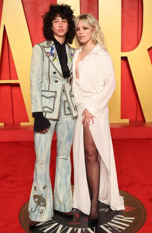 <p>Amy Sussman/Getty Images</p> Towa Bird and Reneé Rapp at the 2024 Vanity Fair Oscar Party