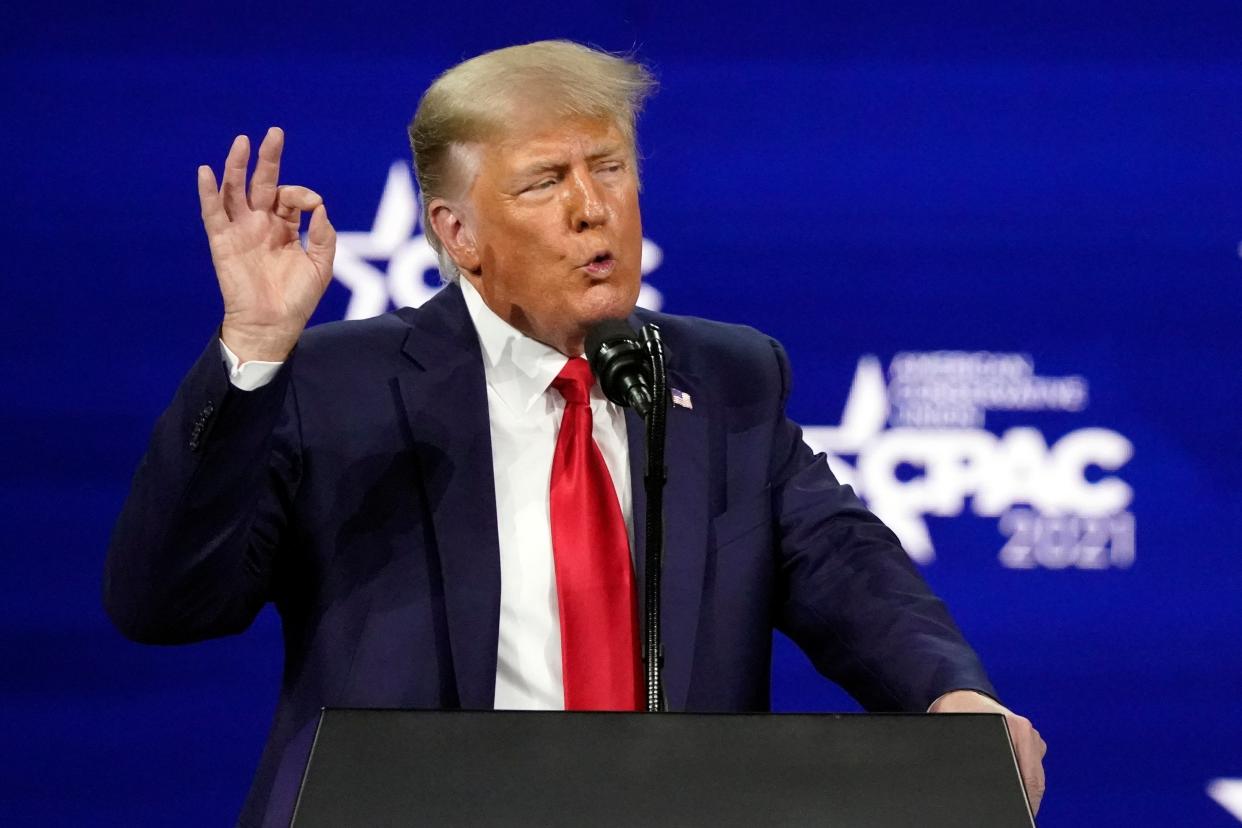 <p>Former President Donald Trump speaks at the Conservative Political Action Conference (CPAC).</p> (Copyright 2021 The Associated Press. All rights reserved)