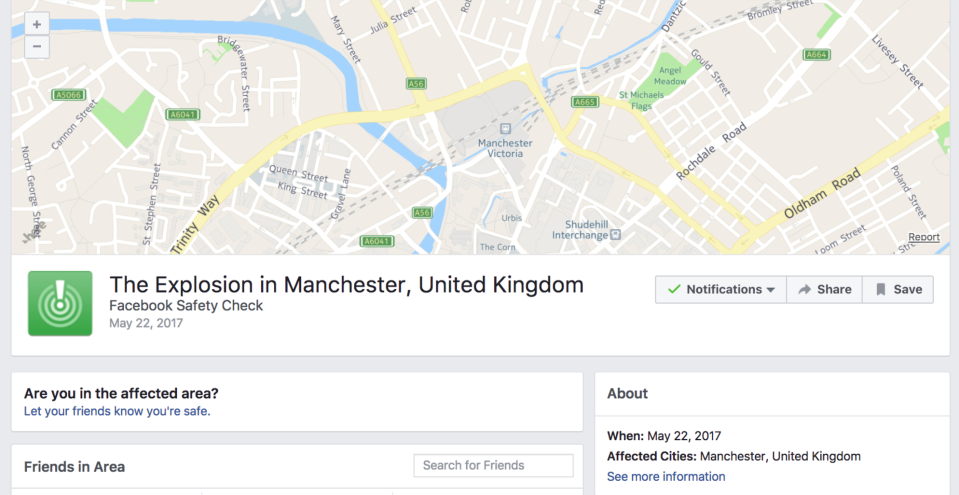 Facebook Manchester Safety Check