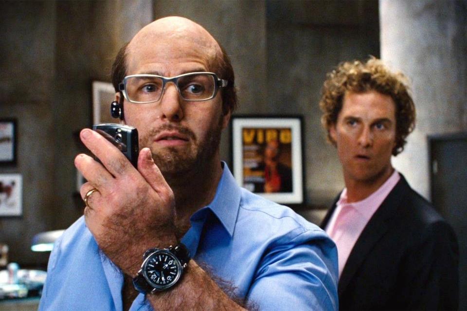 Editorial use only. No book cover usage. Mandatory Credit: Photo by Dreamworks Llc/Kobal/Shutterstock (5885809bb) Tom Cruise, Matthew McConaughey Tropic Thunder - 2008 Director: Ben Stiller Dreamworks Llc USA Scene Still Comedy Tonnerre sous les Tropiques