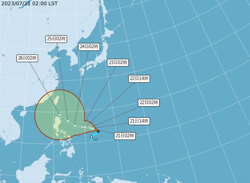 杜蘇芮暴風圈極有可能籠罩台灣。（圖／翻攝自氣象局）