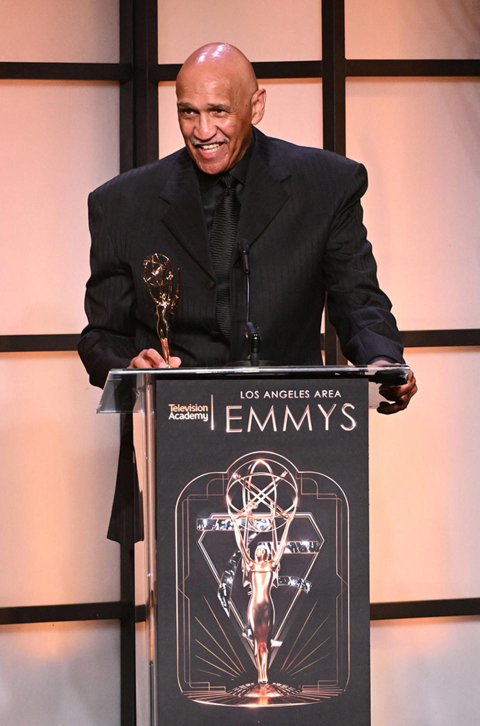 Laker sportscasting legend Stu Lantz accepts the Governors Award at the Beverly Wilshire Hotel on Saturday, July 22, 2023, in Beverly Hills, Calif.