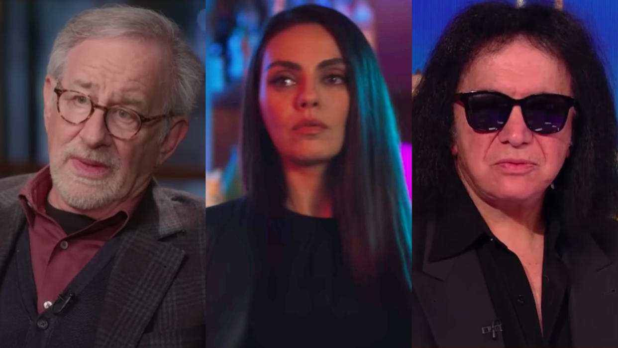  Steven Spielberg, Mila Kunis, and Gene Simmons. 