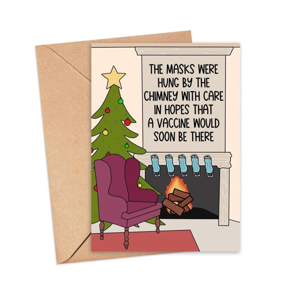 Buy it from <a href="https://www.etsy.com/listing/875241555/funny-christmas-card-2020-social" target="_blank" rel="noopener noreferrer">SaucyAvocado on Etsy</a> for $5.06