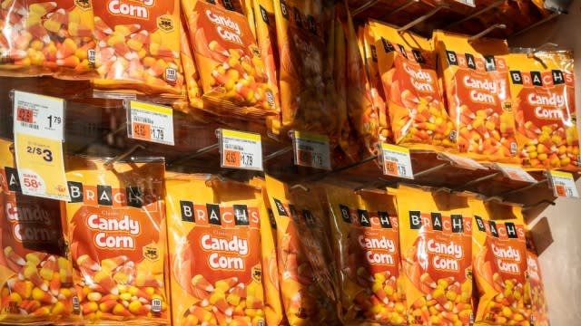 Brach's candy corn is shown in a store. It is among items that contain a dye that will soon be banned.