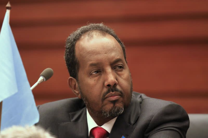 Mohamud attends an Extraordinary Summit of IGAD Heads of State during the African Union summit in Ethiopia's capital Addis Ababa