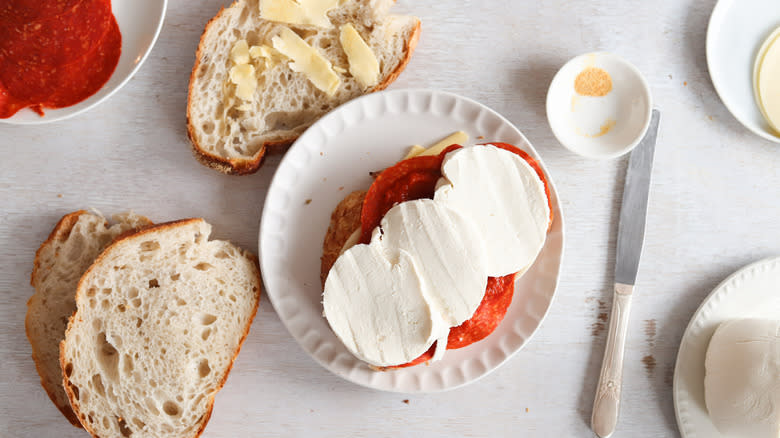 mozzarella slices on panini