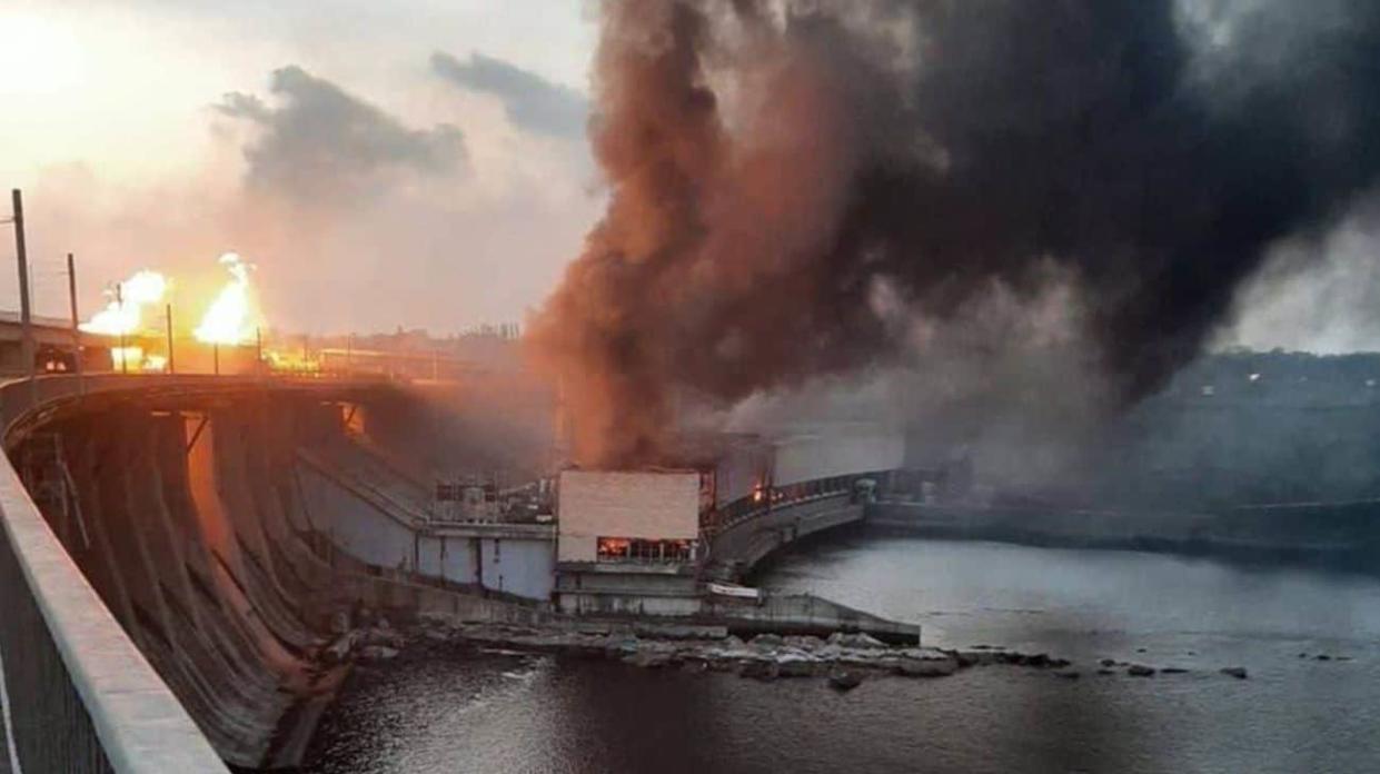 The aftermath of the Russian attack on the Dnipro hydroelectric power plant on 22 March. Photo: social media