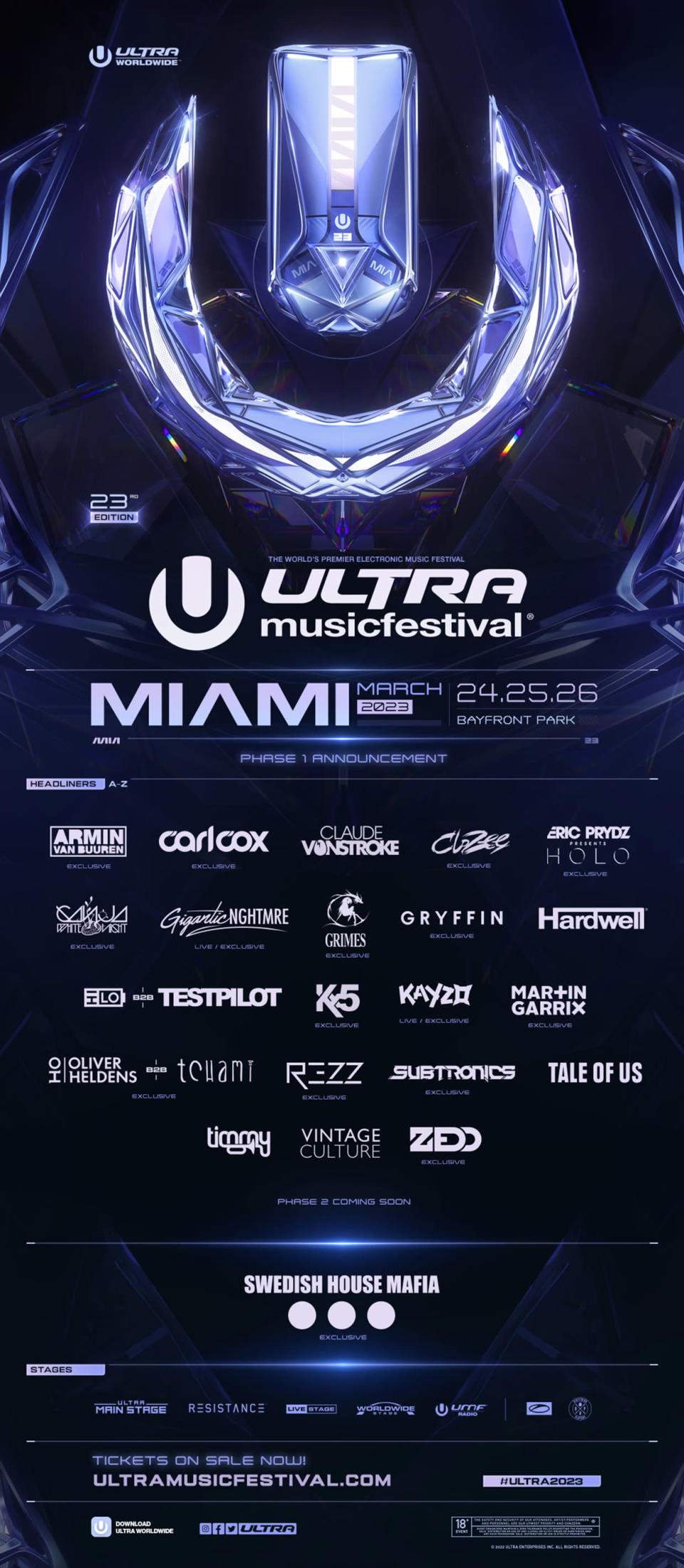 Ultra Music Festival 2023 Releases Phase 1 Lineup Featuring Swedish