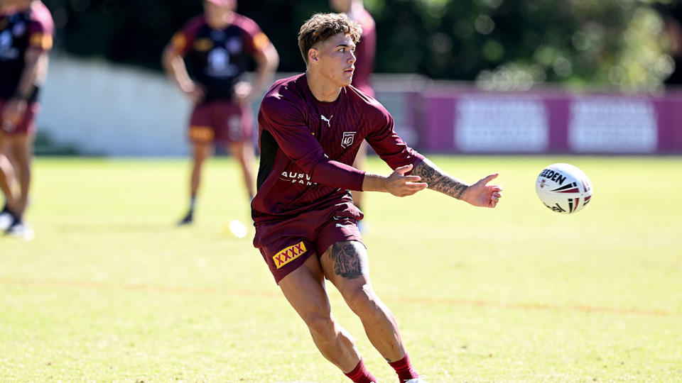 Seen here, Reece Walsh training with the QLD Maroons squad before State of Origin Game I.