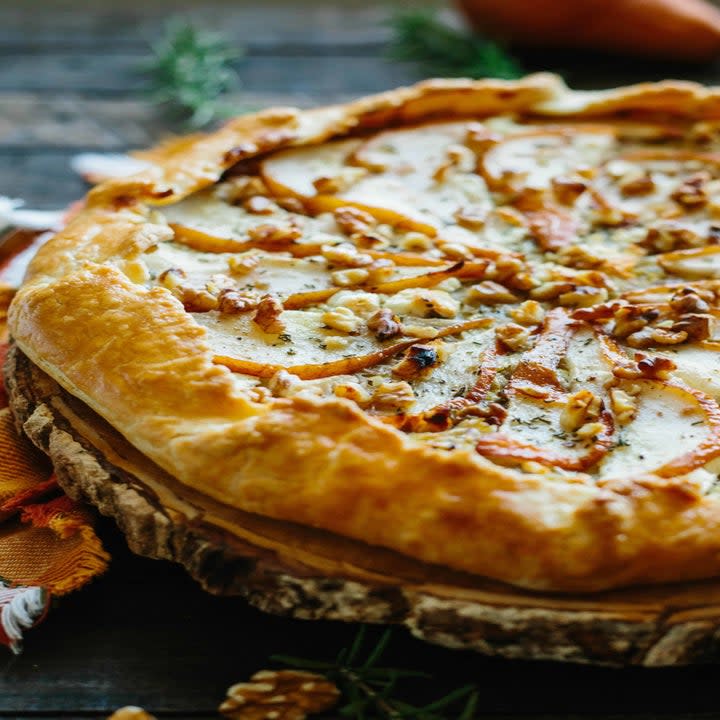 A galette with pears and walnuts.