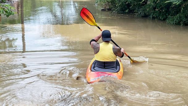 PHOTO: Larry Adams went out in his kayak to help rescue family during the recent flooding in Whitesburg, Ky. (Courtesy Larry Adams)