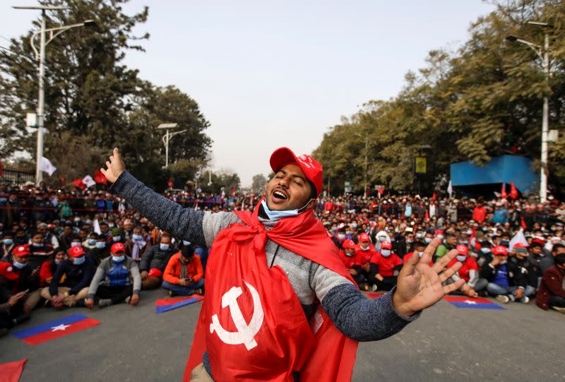 Protest against the dissolution of parliament in Kathmandu