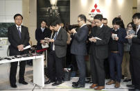 <p>Mitsubishi Motors Corp. Chairman Osamu Masuko, left, listens a question during a press conference at the headquarters of the automaker in Tokyo Friday, Jan. 18, 2019. Masuko says the Japanese automakerâs board has met and discussed new allegations of wrongdoing by its former chairman, Carlos Ghosn. (AP Photo/Eugene Hoshiko) </p>