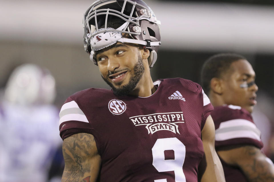 Mississippi State defensive end Montez Sweat smiles before a game against Louisiana Tech. (AP Photo)