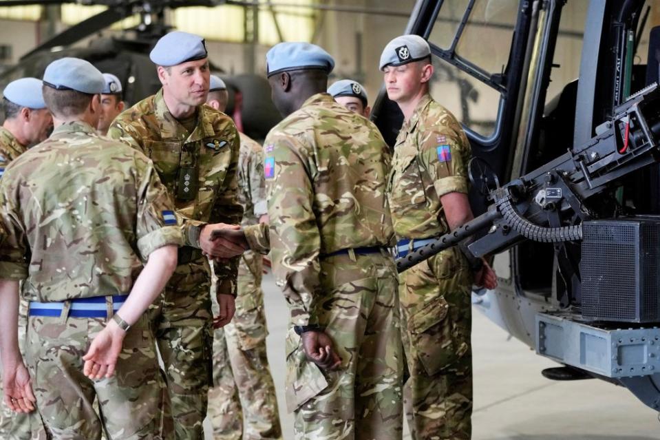 Prince William spoke with service personal at the Army Aviation Centre in Middle Wallop, England. POOL/AFP via Getty Images