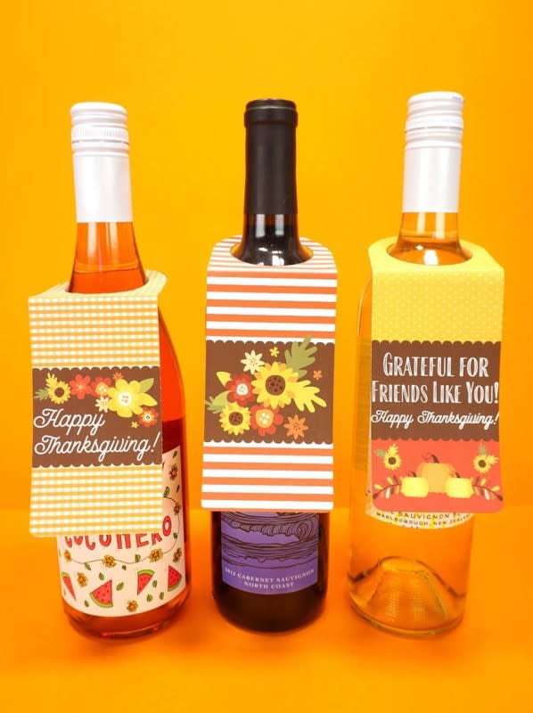 <p>Happiness Is Homemade</p><p>Use printable Thanksgiving wine tags to make your bottles look extra festive. See more at <a href="https://www.happinessishomemade.net/printable-thanksgiving-wine-tags/" rel="nofollow noopener" target="_blank" data-ylk="slk:Happiness Is Homemade;elm:context_link;itc:0;sec:content-canvas" class="link rapid-noclick-resp"><em>Happiness Is Homemade</em></a><em>.</em></p>