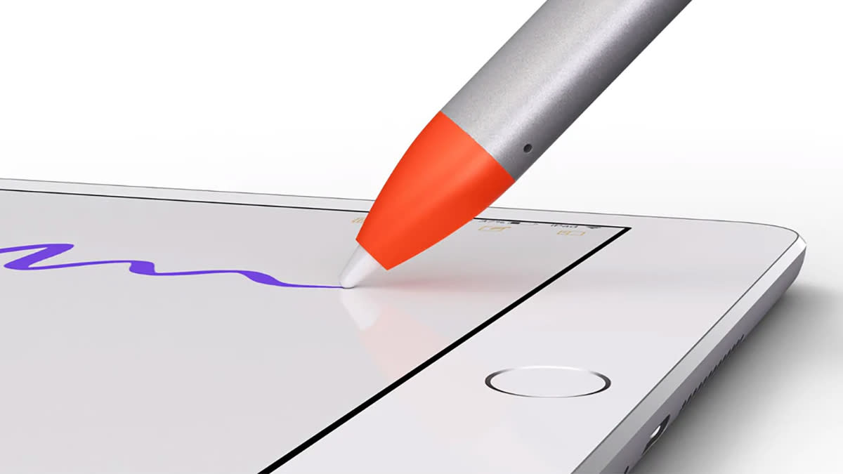  The Logitech Crayon nib being used on an iPad.  