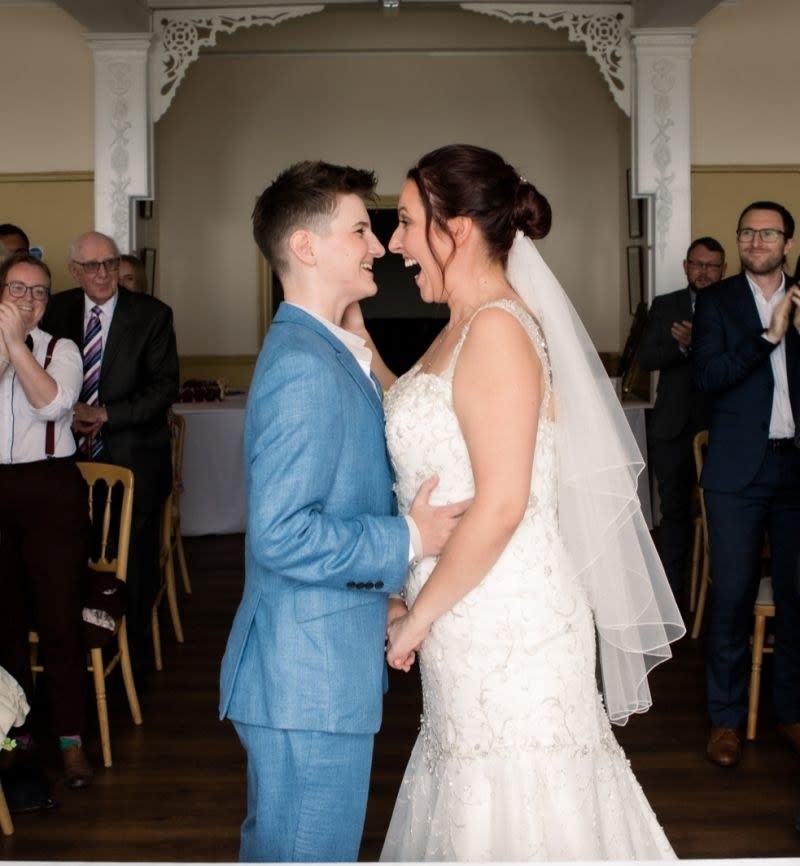 Emma and her wife at their wedding