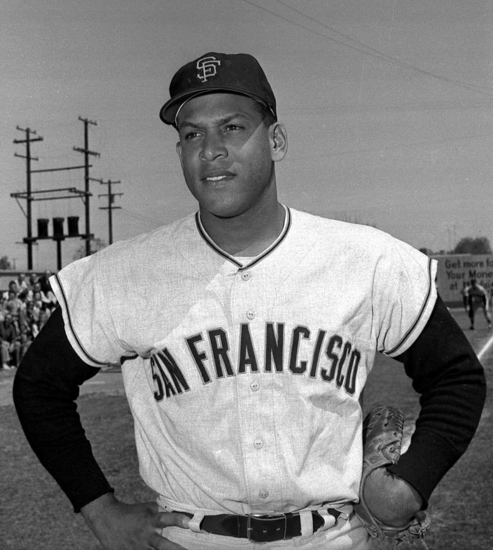 Orlando Cepeda, shown in this April 4, 1963 file photo, was inducted into the Baseball Hall of Fame in 1999.