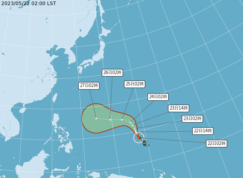 中央氣象局說明颱風動向。（中央氣象局提供）