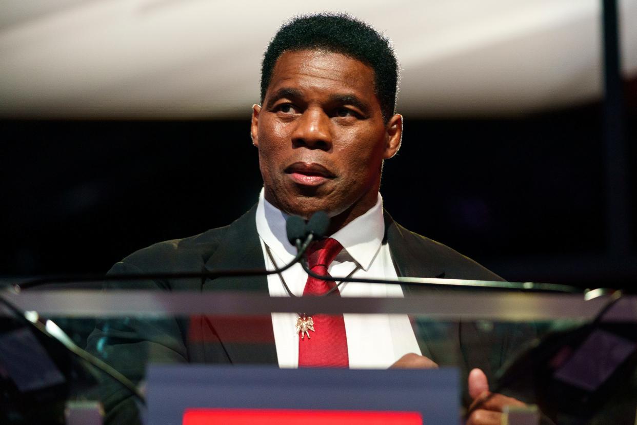 Georgia Republican Senate candidate Herschel Walker is seen prior to the Nexstar Georgia Senate Debate at District Live at Plant Riverside District in Savannah, Ga., on Friday, October 14, 2022.