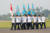 <p>Troops from the RSAF’s commands participating in a parade preview on 28 August. (PHOTO: Dhany Osman / Yahoo News Singapore) </p>