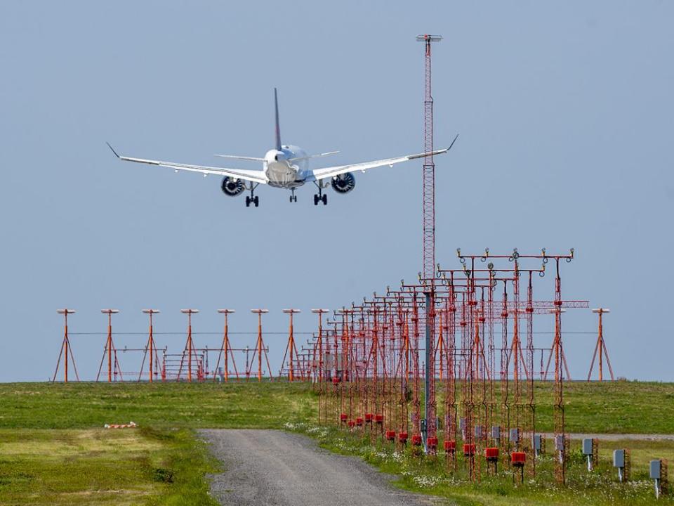  An Air Canada Airbus A220-300 airliner from Toronto arrives at Halifax Stanfield International Airport in Enfield, N.S.