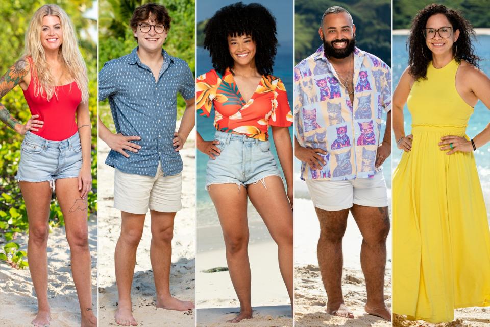 Carolyn Wiger, Carson Garrett, Lauren Harpe, Yam Yam Arocho, and Heidi Lagares-Greenblatt on 'Survivor 44'