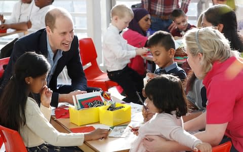 Prince William meets children and mothers at Evelina London Children's Hospital - Credit: Getty