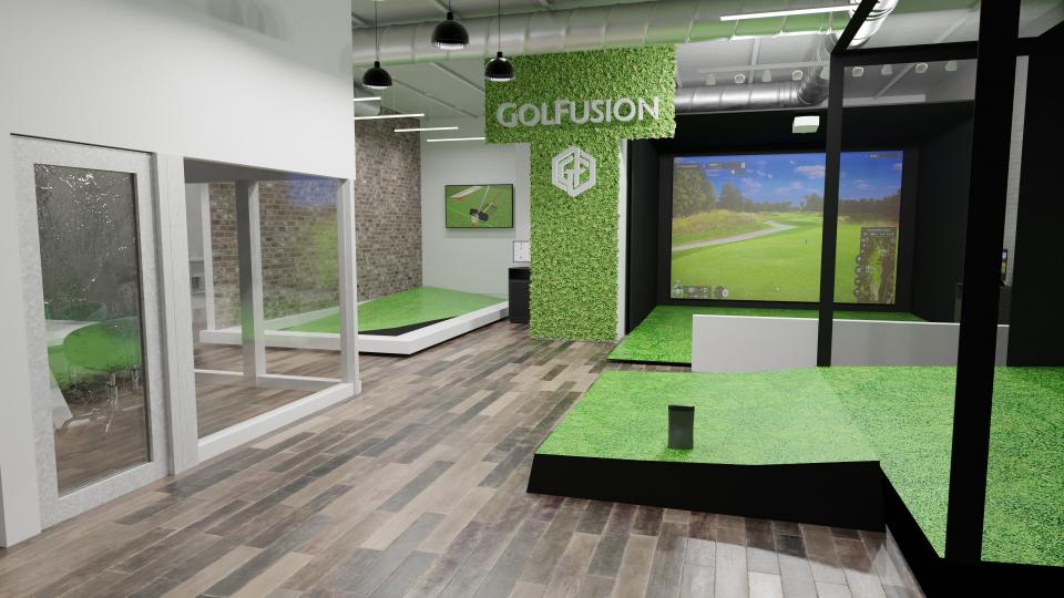 A rendering inside Golfusion, an innovative golf coaching center on Georgia Avenue in West Palm Beach that focuses on technique but also overall wellness, fitness and nutrition.