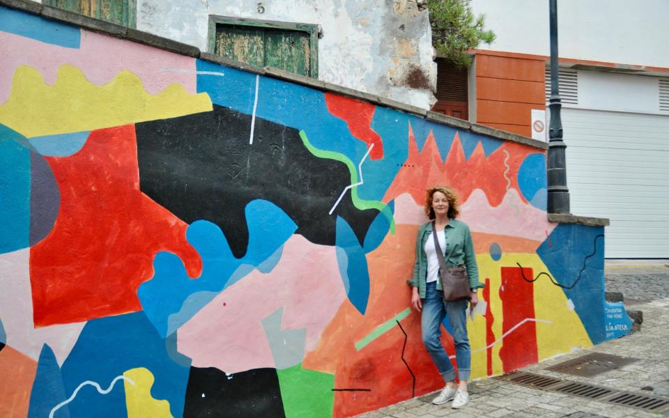 Writer and broadcaster Kate Humble visits La Palma Kate and street art in Santa Cruz - Ludo Graham