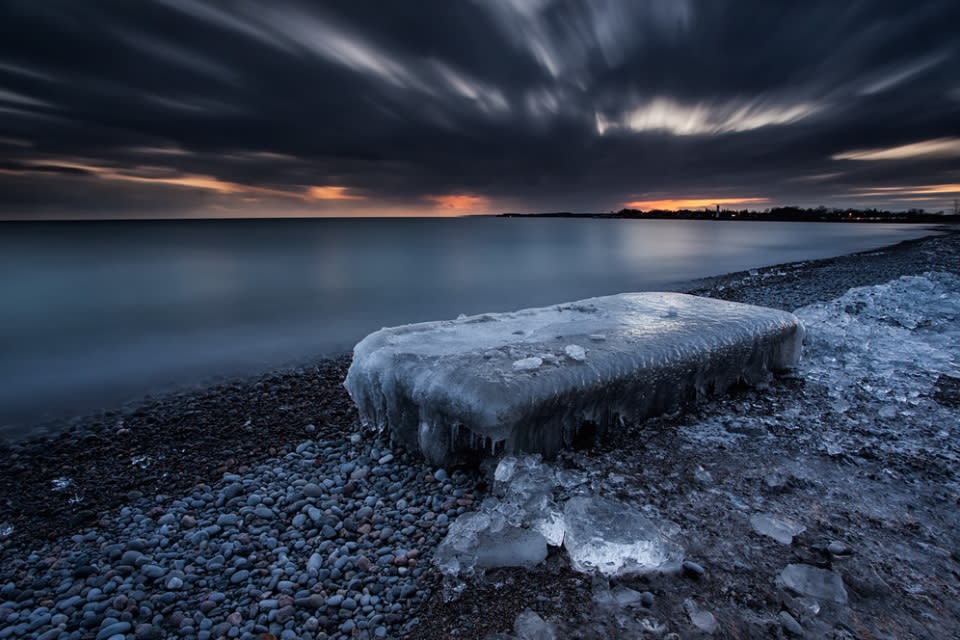 <p>The surroundings of Lake Ontario were all encased in ice when fierce winter storms whipped sub-zero waves onto the shore (Tim Corbin).</p>