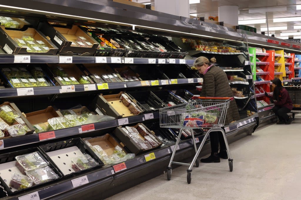 Shortages have persisted in the UK at some supermarkets amid a global supply crunch and Brexit trade pressures.  (Getty Images)