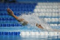 Jun 30, 2016; Omaha, NE, USA; Michael Phelps swims during the Men's 200 Meter Individual Medley preliminary heats in the U.S. Olympic swimming team trials at CenturyLink Center. Mandatory Credit: Rob Schumacher-USA TODAY Sports