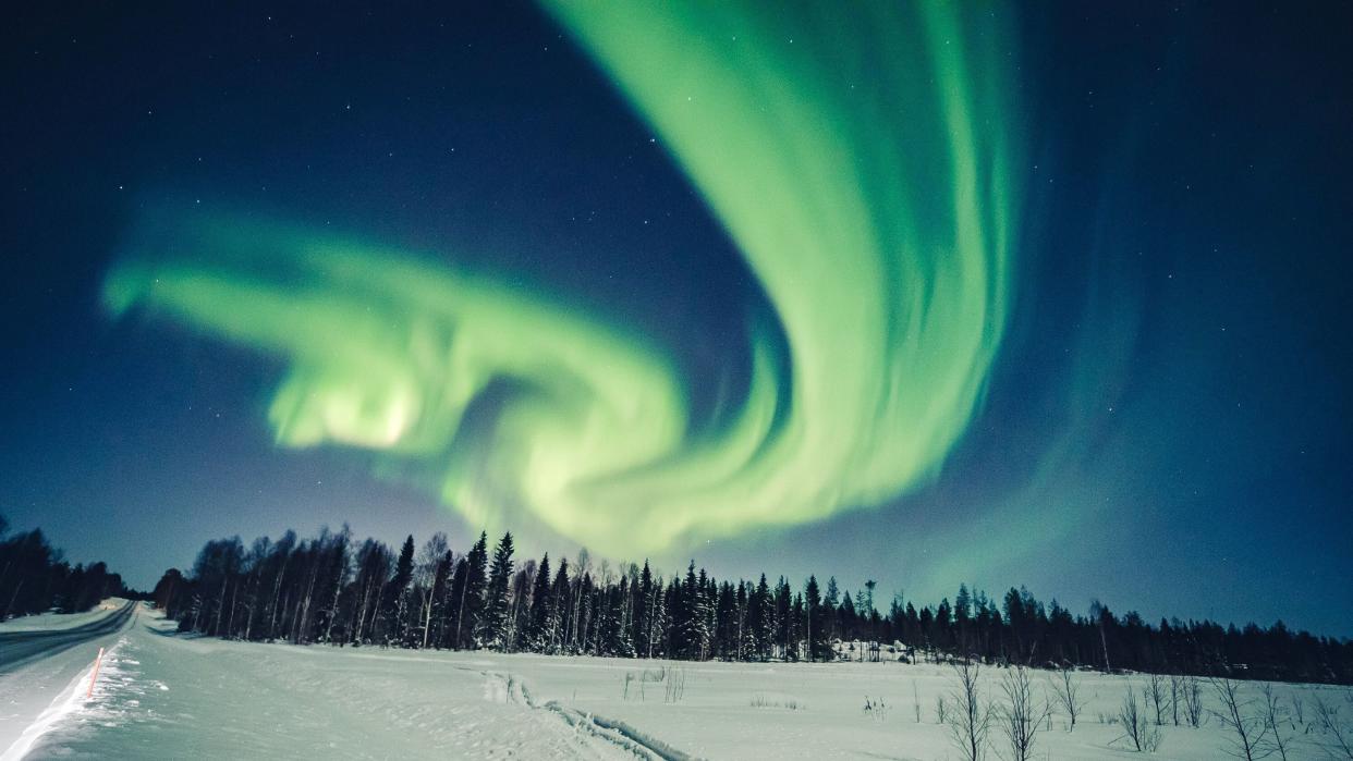 The aurora borealis is seen in the sky in Rovaniemi, Finland, on Feb. 6, 2020. (Photo: Alexander Kuznetsov / Reuters)