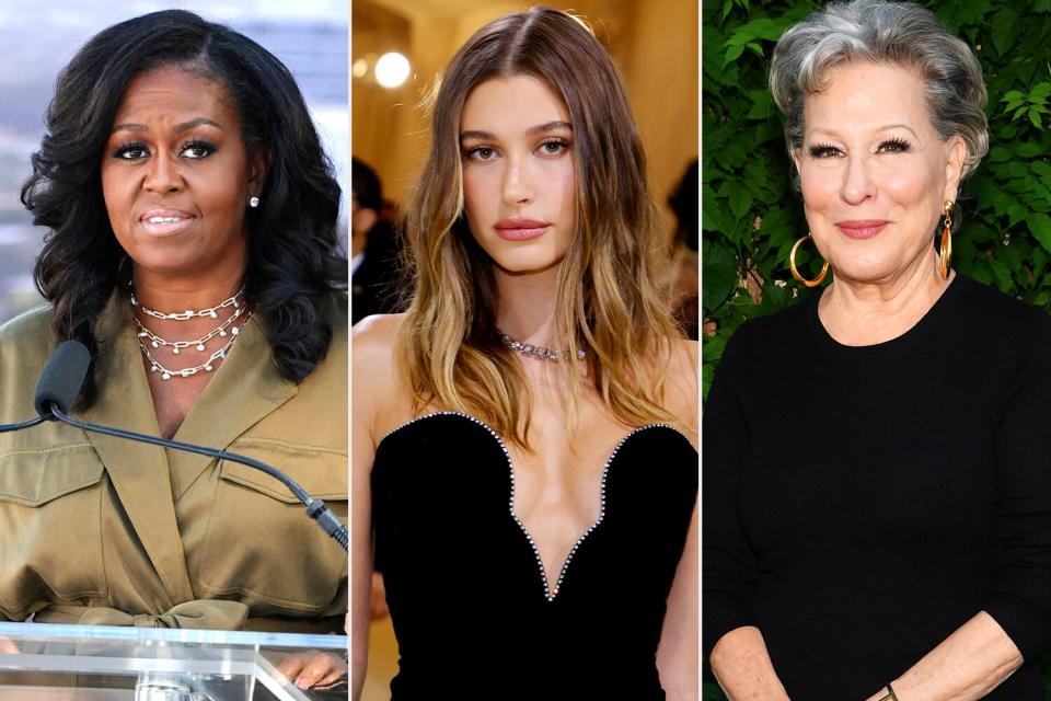 hailey bieber, bette midler, and michelle obama